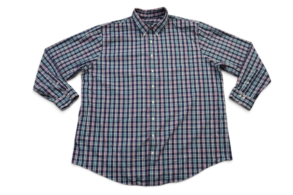 Brooks Brothers Shirt Mens 3XLT Multicolor Plaid Button Non Iron Supima Cotton